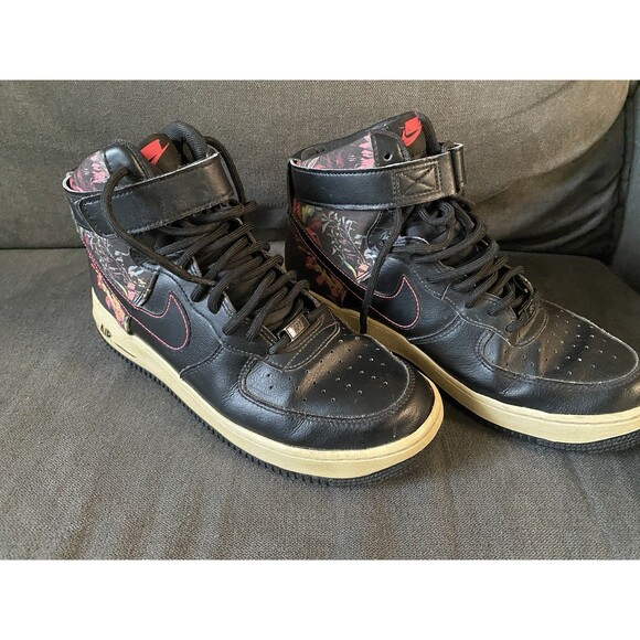 CI2304-001 Nike Air Force 1 High Black Floral Size 9 - Picture 6 of 11